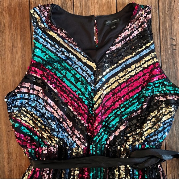 Lane Bryant Rainbow Colorful Sequin Party Dress 18 Glam Disco Sparkly Holiday - Picture 15 of 15